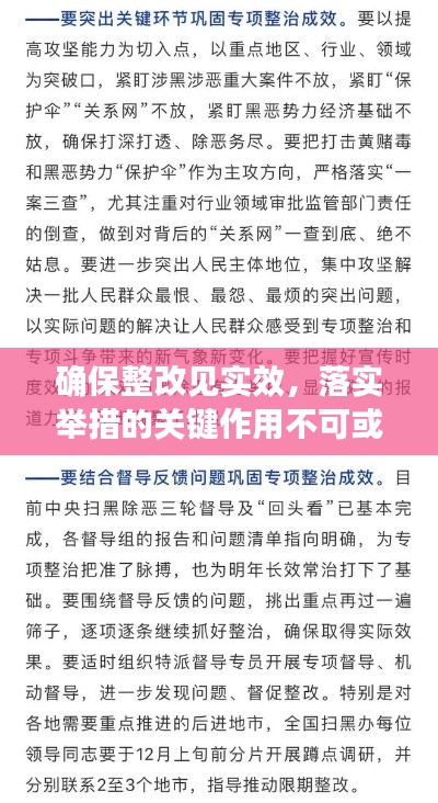 确保整改见实效，落实举措的关键作用不可或缺